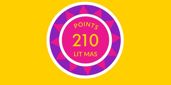 A colorful badge showing 210 points and text 'LIT MAS'.