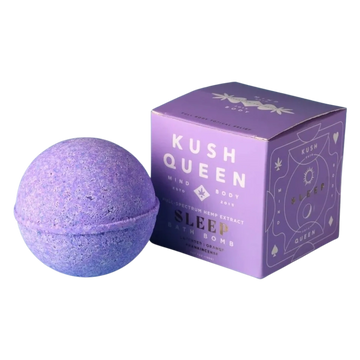 Purple Kush Queen Sleep bath bomb with full-spectrum hemp extract.