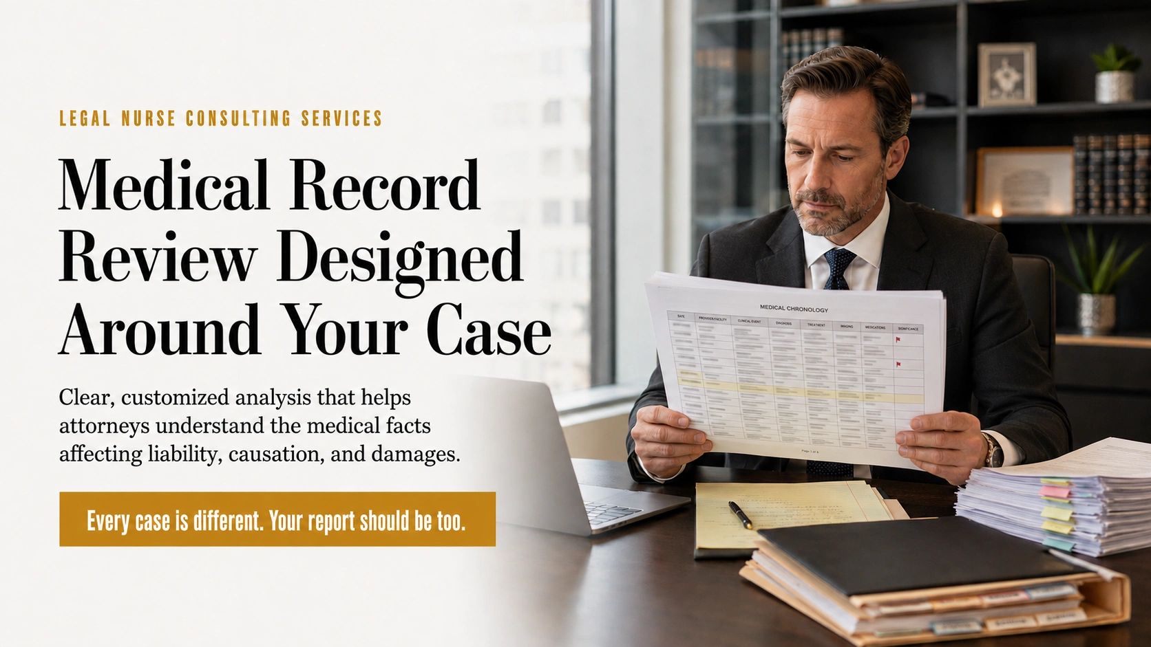 Attorney reviewing a medical chronology