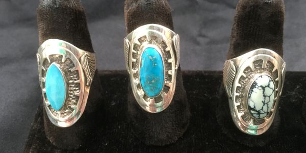 Three rings by Navajo artist, Will Denetdale