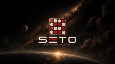 Space-themed SETO game logo with planet and stars.