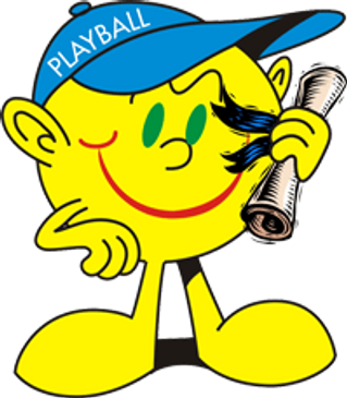 Yellow round playball cartoon man with a document in his hand