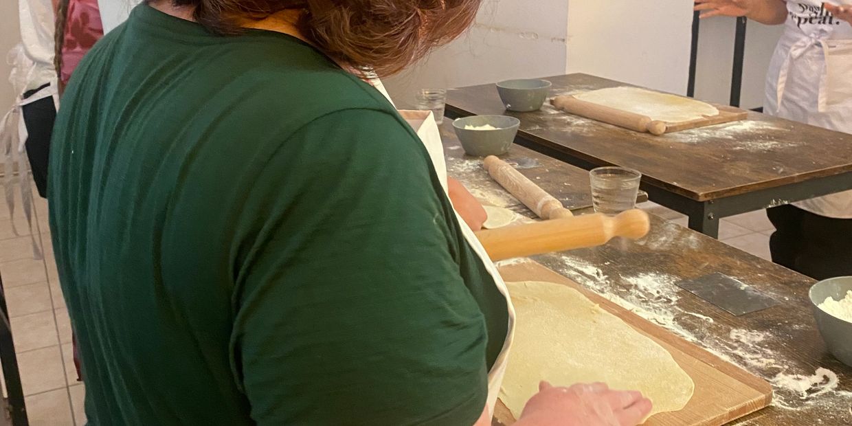Making homemade pasta for dinner in Rome, Italy. June, 2025