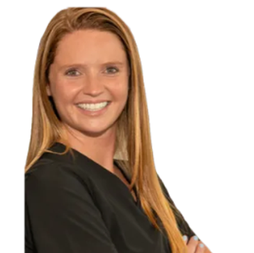 Smiling woman with long blonde hair.