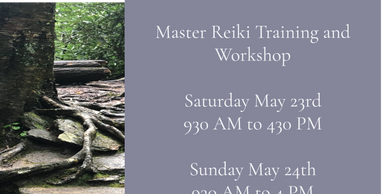 Master Reiki training and workshop announcement with dates and times.