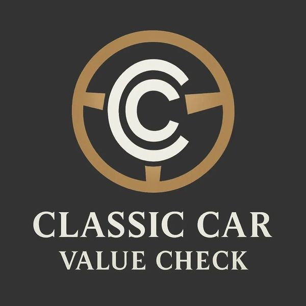 Logo for Classic Car Value Check with gold and white design on black background.
