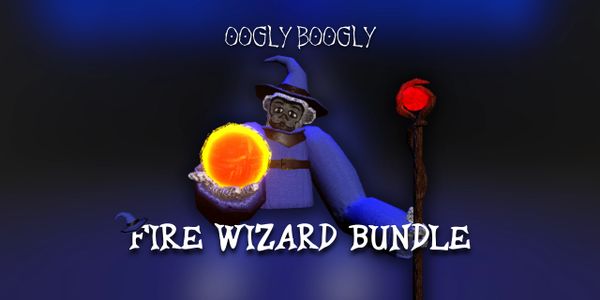 A wizard holding a glowing fire orb with a staff, titled 'Fire Wizard Bundle'.