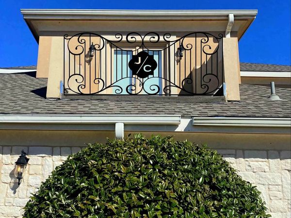 metal branded balcony railing