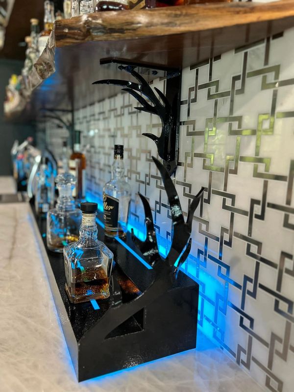 branded metal shelving and metal brackets