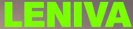 Bright green text 'LENIVA' on a gray background.