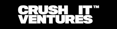 Logo of Crush It Ventures with bold white text on black background.