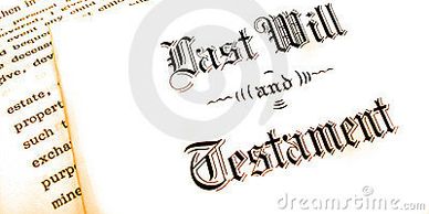 Last will and testament document.