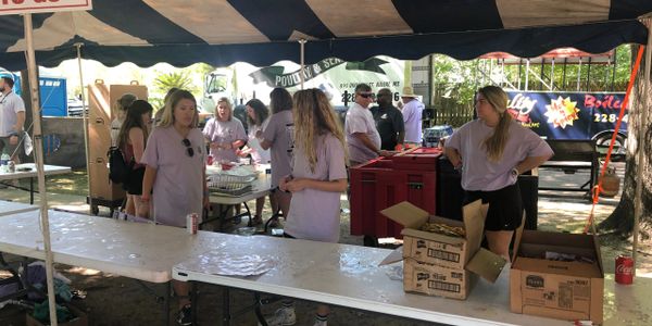 Volunteers at the food tent
