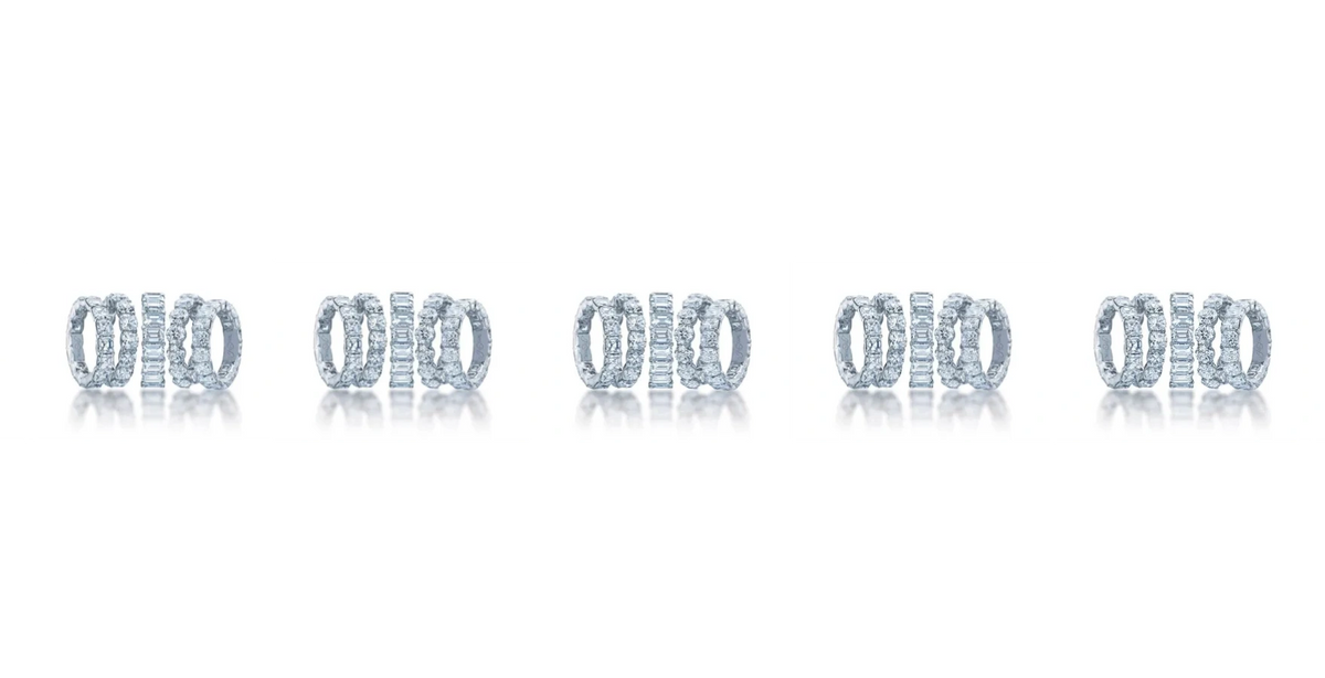 Small Circle Sterling Silver Ring with Black Diamonds plated in Platinum (No 52)