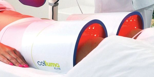 Person undergoing a treatment with Celluma Elite device.