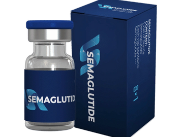 vile bottle of Semaglutide next to a box
