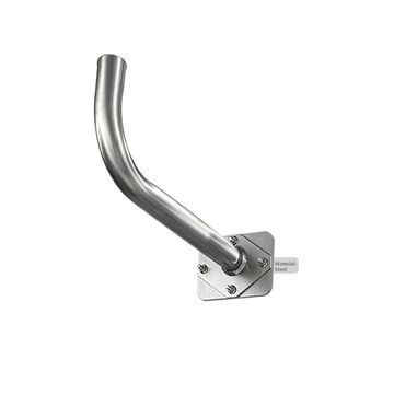 Curved stainless steel pipe with base plate.