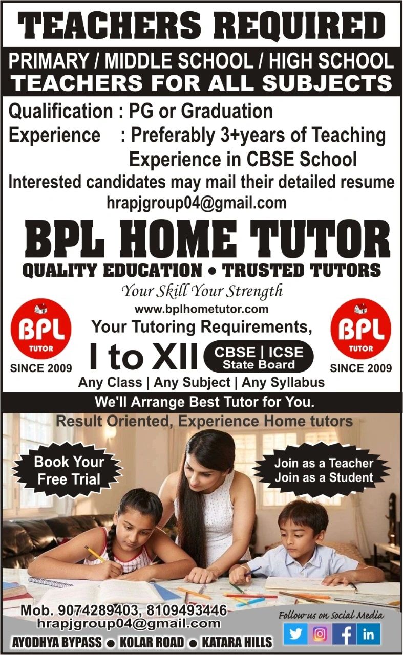 Teaching Job Private Tutor Job Tuition Teacher Job