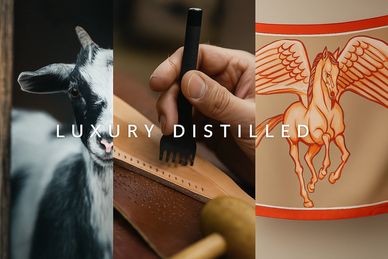 Triptych banner: Silkworms and loom, Umbria goats, and a champagne cellar- closed- circle luxury sup