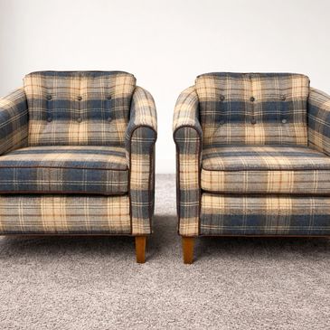 vintage plaid armchairs
