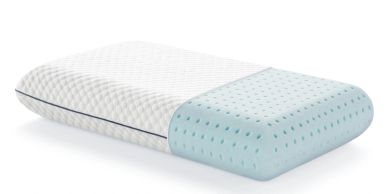 Memory foam pillow with a breathable blue gel layer.