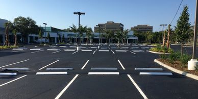 Fresh painted parking lot after a paint striping service