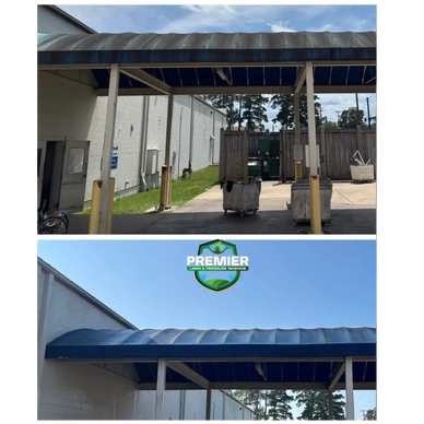 Before and after awning cleaning