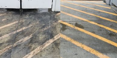 Before and after a dumpster pad cleaning service