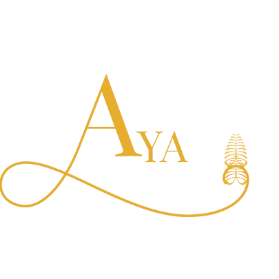 Elegant gold logo with stylized 'A' and floral design.