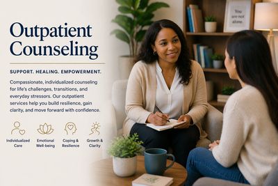 Therapist providing outpatient counseling with empathy and support.