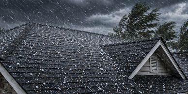 Roof in a hail and wind storm