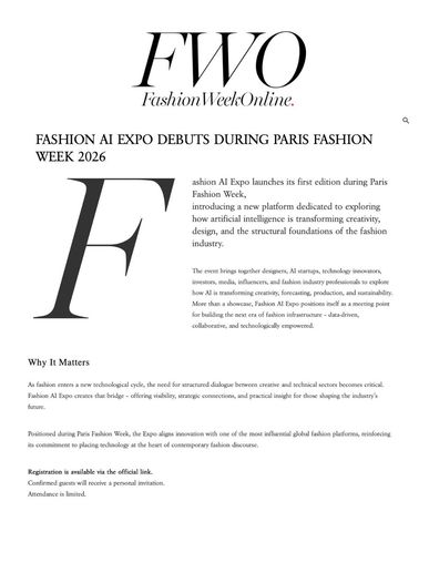 Fashion AI Expo debuts at Paris Fashion Week 2026, exploring AI's impact on fashion creativity and industry.