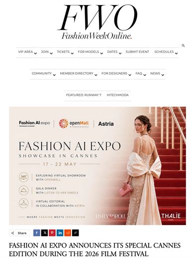 Fashion AI Expo announcement for Cannes event during 2026 Film Festival.