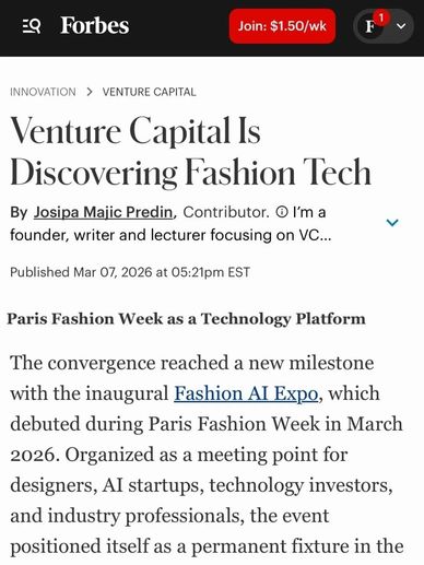Forbes article on venture capital's role in fashion tech innovation.