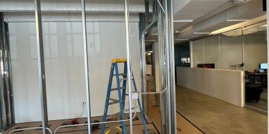 Construction work in an office space.