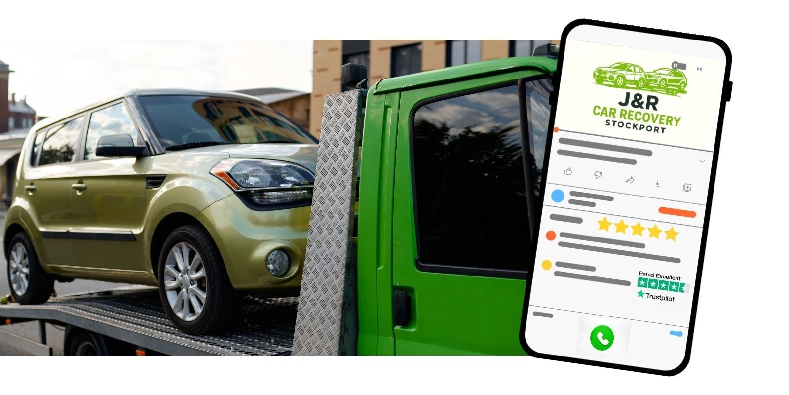 Accident recovery team securing damaged vehicle for safe transport in Manchester Cheshire area