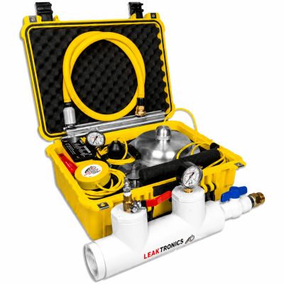 Leak detection equipment in a yellow protective case.