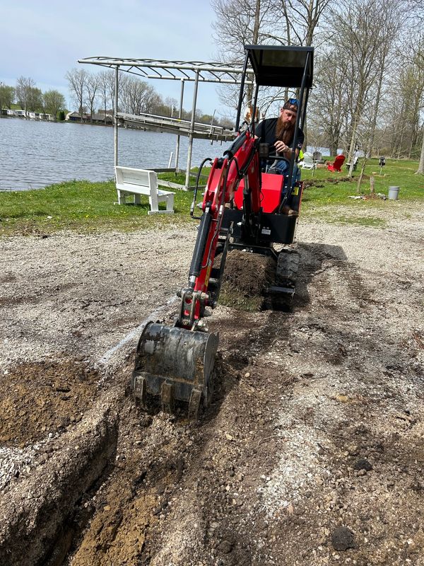 Excavating for electrical lines