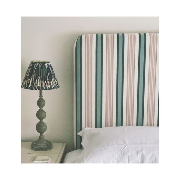 Custom made Headboards for Children's Guest room using Clarke and Clarke Stripe Fabric by Victoria W