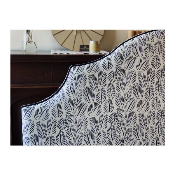Bespoke Shaped Scalloped Headboard in Christopher Farr cloth fabric by Victoria Williams Upholstery