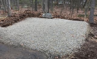 Crushed Gravel 2 tier pad  for camper and trailer storage
Excavation: utility pads, Atkinson, NH