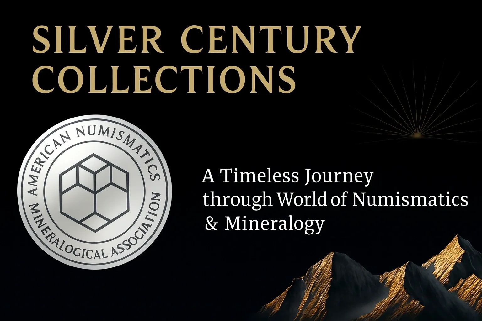 Silver Century Collections logo with a mountain backdrop and numismatics theme.
