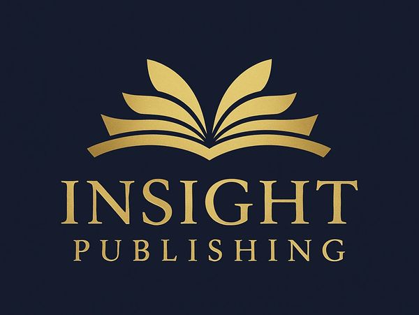 Elegant gold logo for Insight Publishing on dark background.