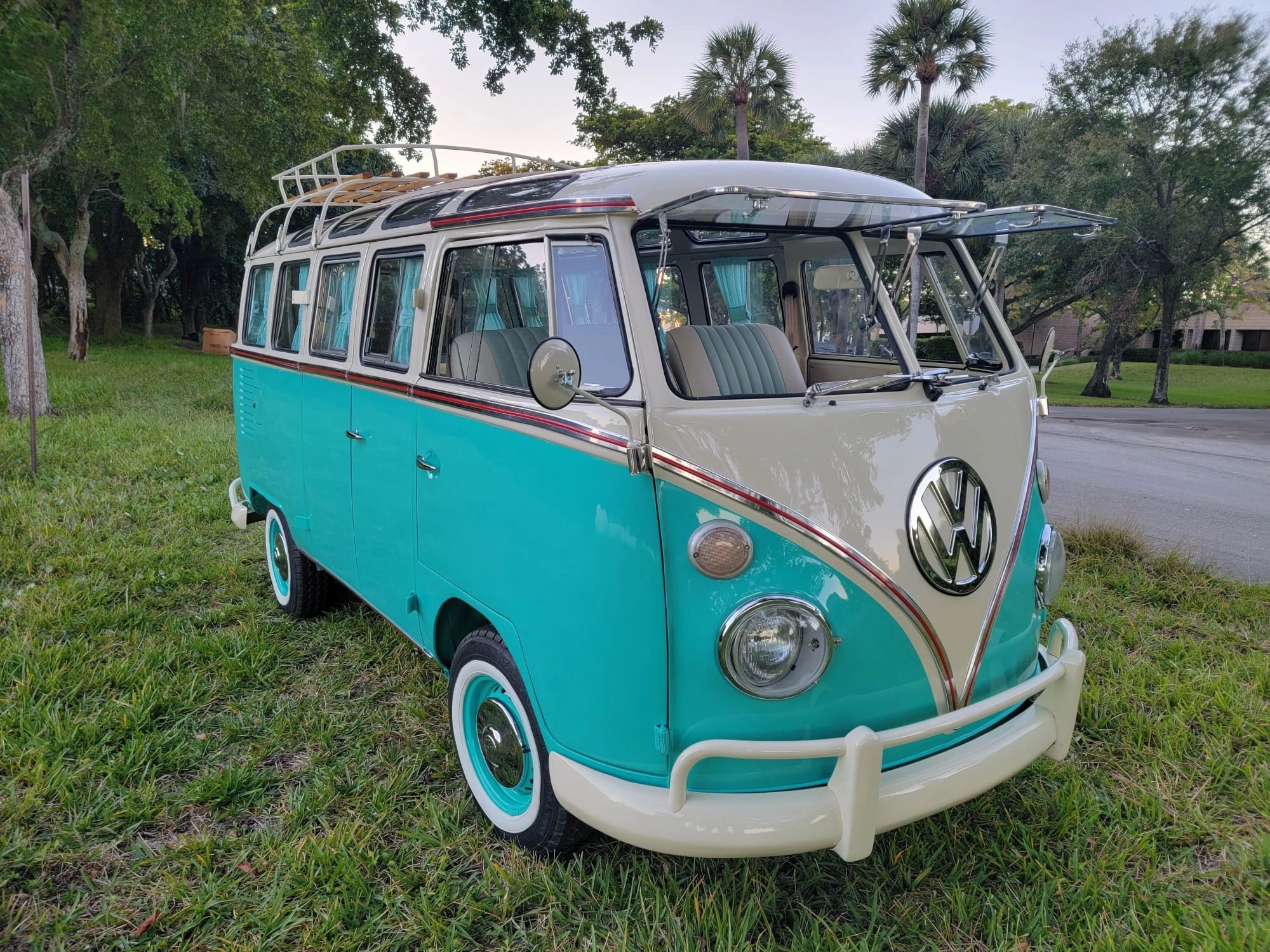 Check out this amazing 1973 VW Bus Deluxe Aqua Green