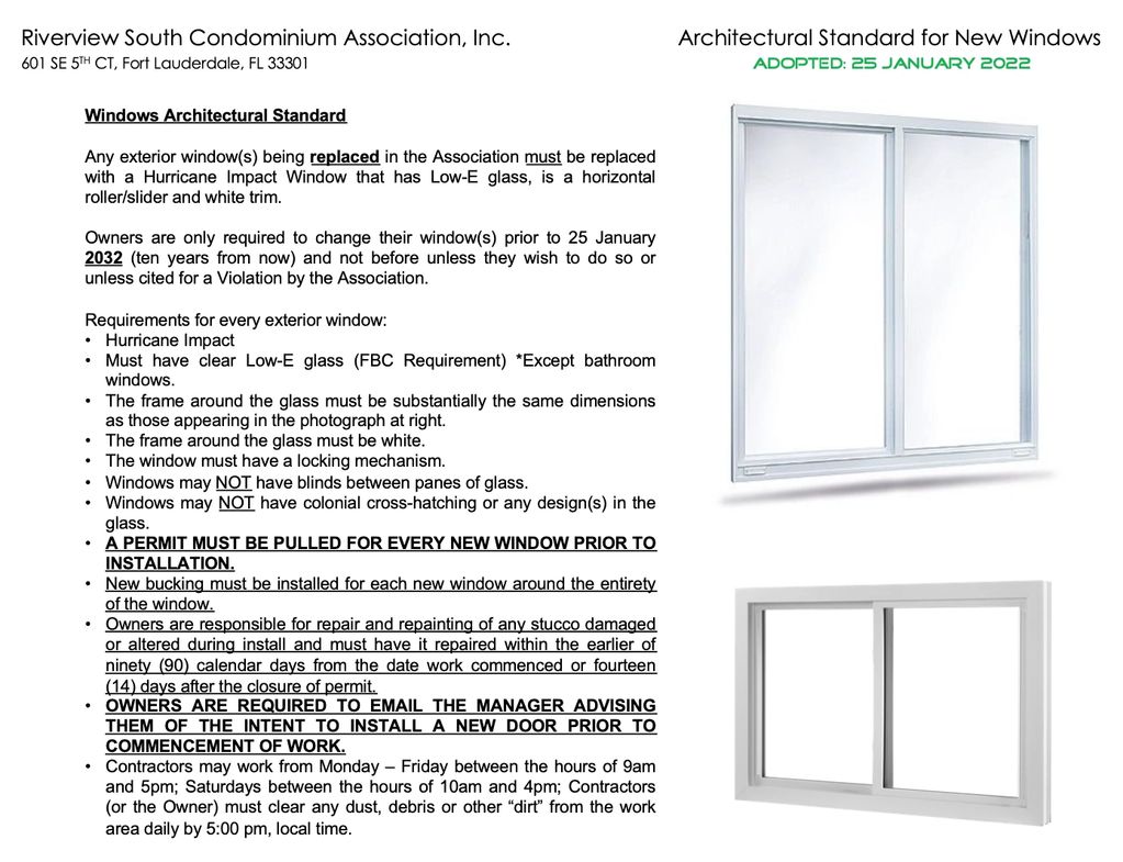 Window Architectural Standard for RSCA