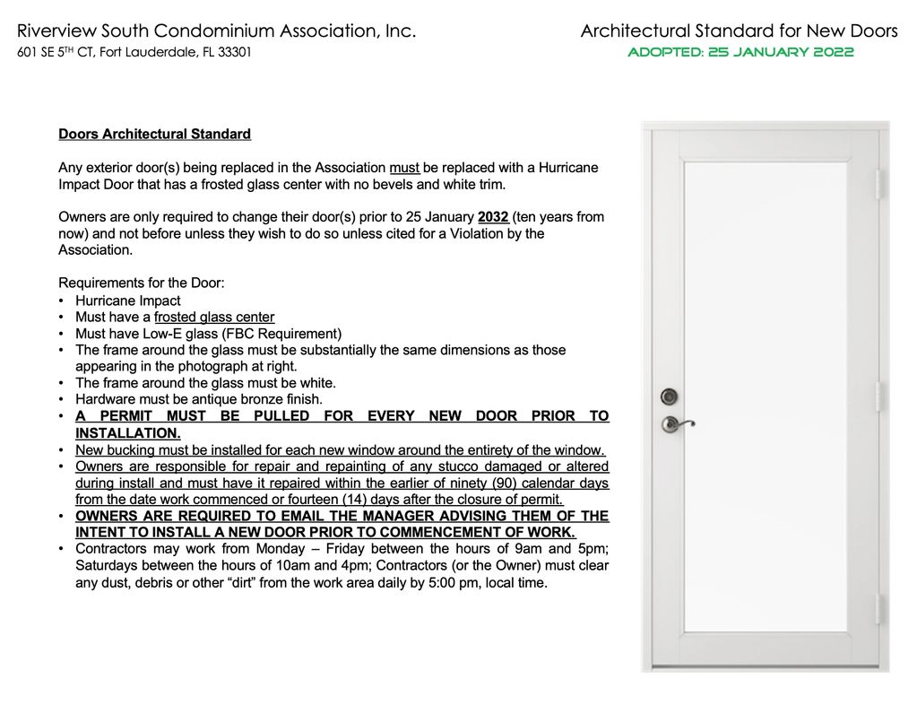 Door Architectural Standard RSCA