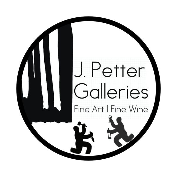 Logo for J. Petter Galleries, combining fine art and fine wine.