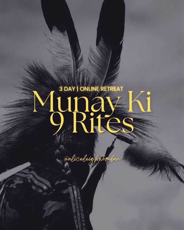 Promotional image for a 3-day online retreat of Munay Ki 9 Rites with feathers in the background.