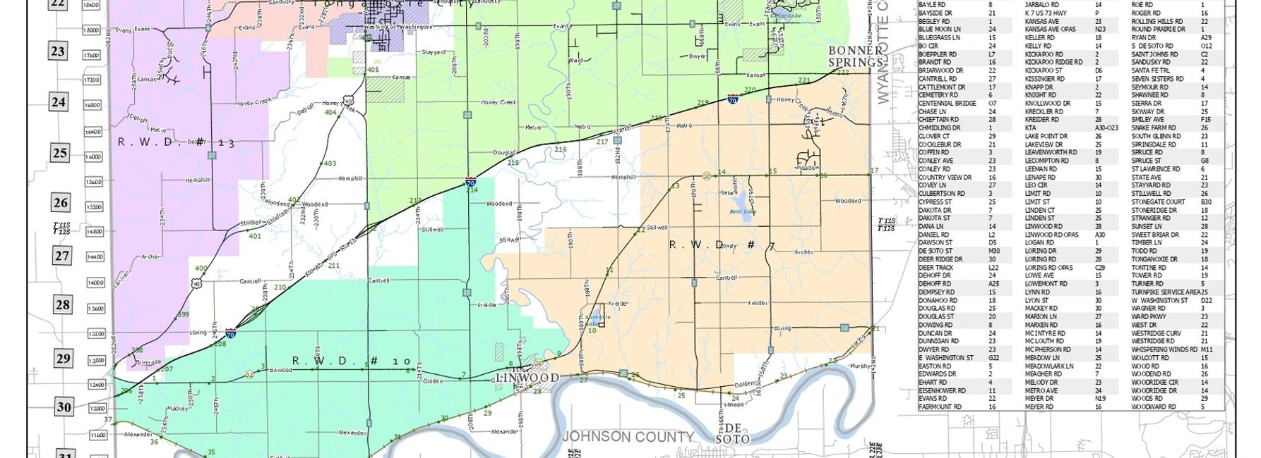 Map of Water Districts Leavenworth RWD7