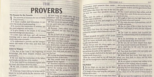 Open Bible showing the beginning of the Book of Proverbs.